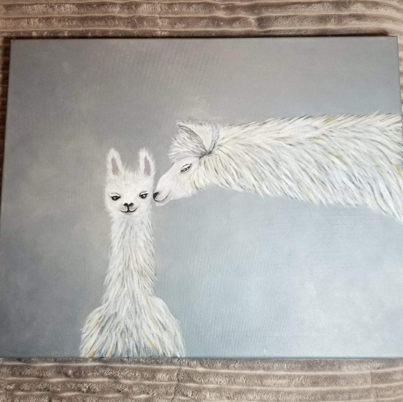 SOLD Mama Llama Hand Painted Original on 20x16 - Picture 2 of 3